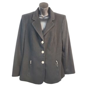 Laura Scott Women's Black Wool Blend Blazer Jacket Size 10